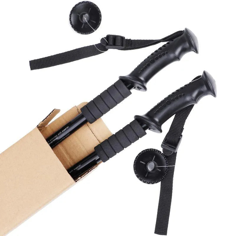 Aluminium alloy telescopic trekking poles with adjustable length and accessories