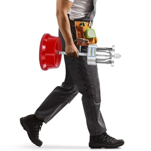 Portable wheel balancer with aluminium head and bull's eye level on enamel-finished base