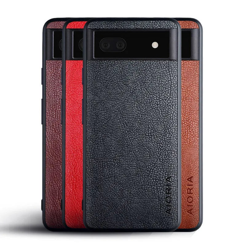 PU leather phone case for Google Pixel 6, 6A and 6 Pro in business classic lychee skin style