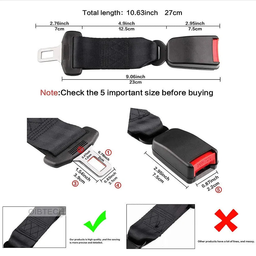 36cm black ribbon car seat belt extender for pregnant women and children