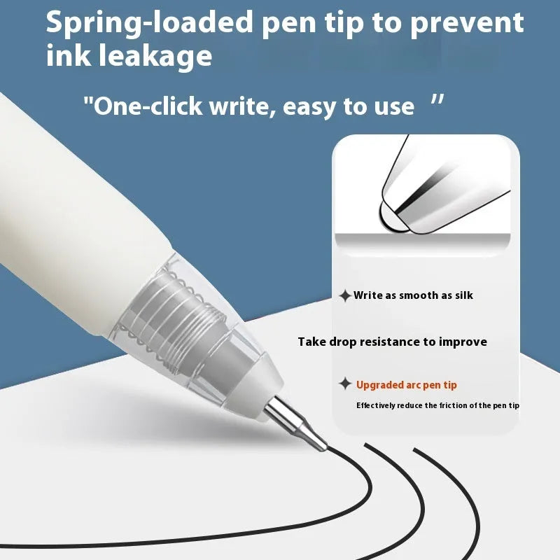 Quick-drying neutral push pen refill cartridges in black, blue, ink blue, and red colours