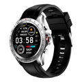 Men's black smart bracelet watch with zinc alloy screen and silicone wristband.