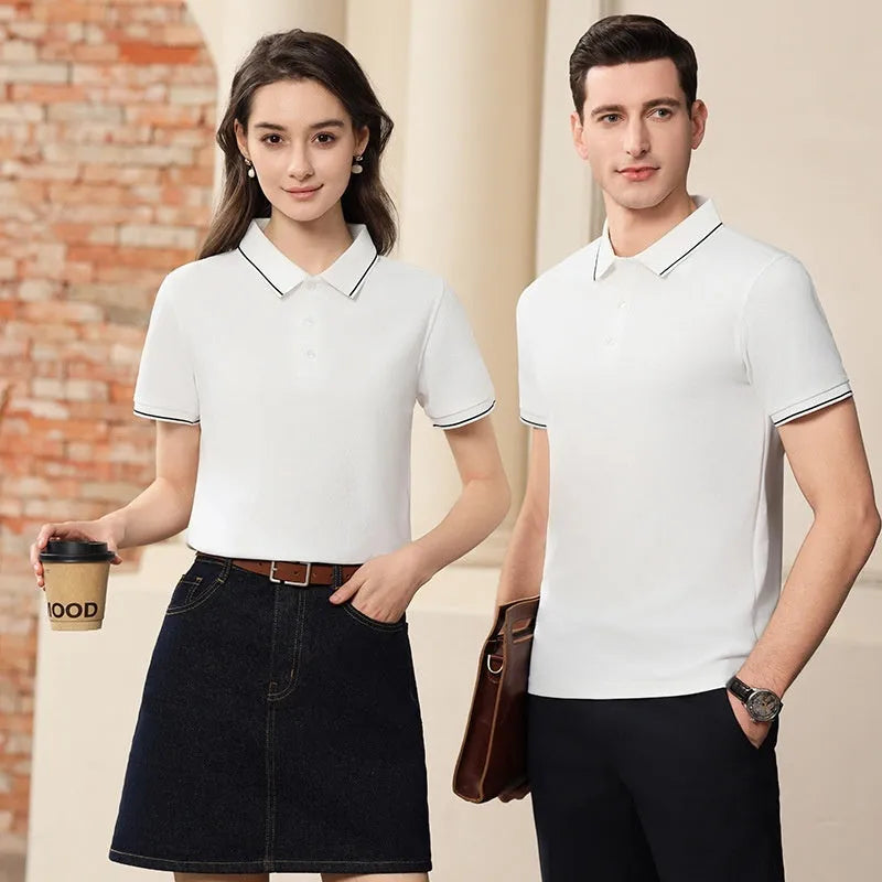 Antibacterial ice-sensitive lapel polo shirt in slim fit, shown in multiple colours.