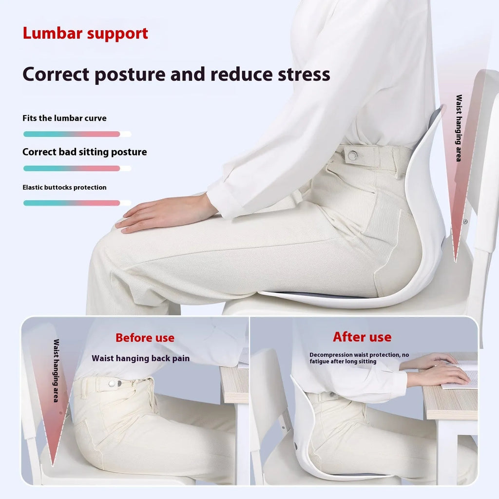 Japanese style grey waist support seat cushion with lumbar pillow on chair