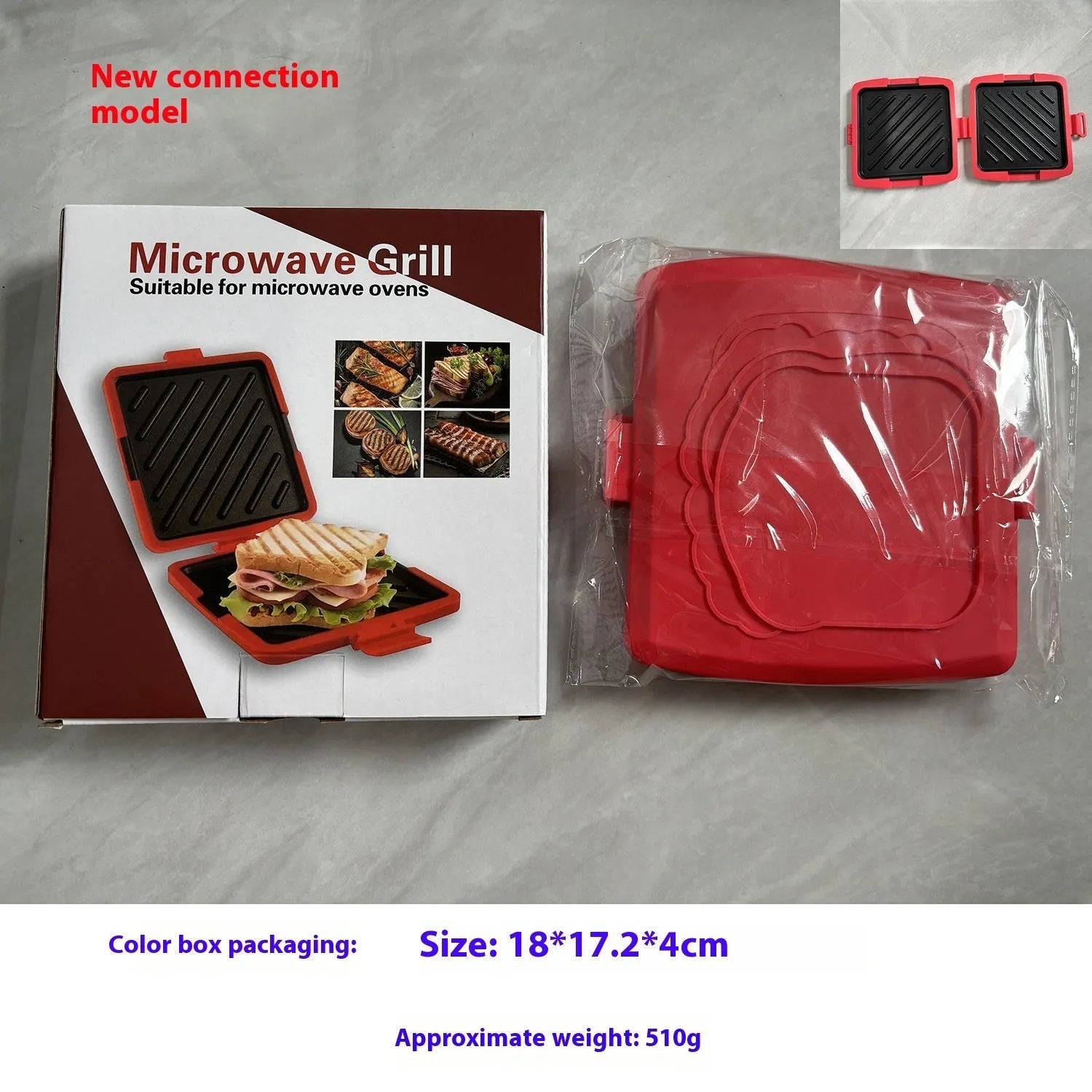 Red silicone baking tray with matching hand clamp set for anti-scald kitchen protection