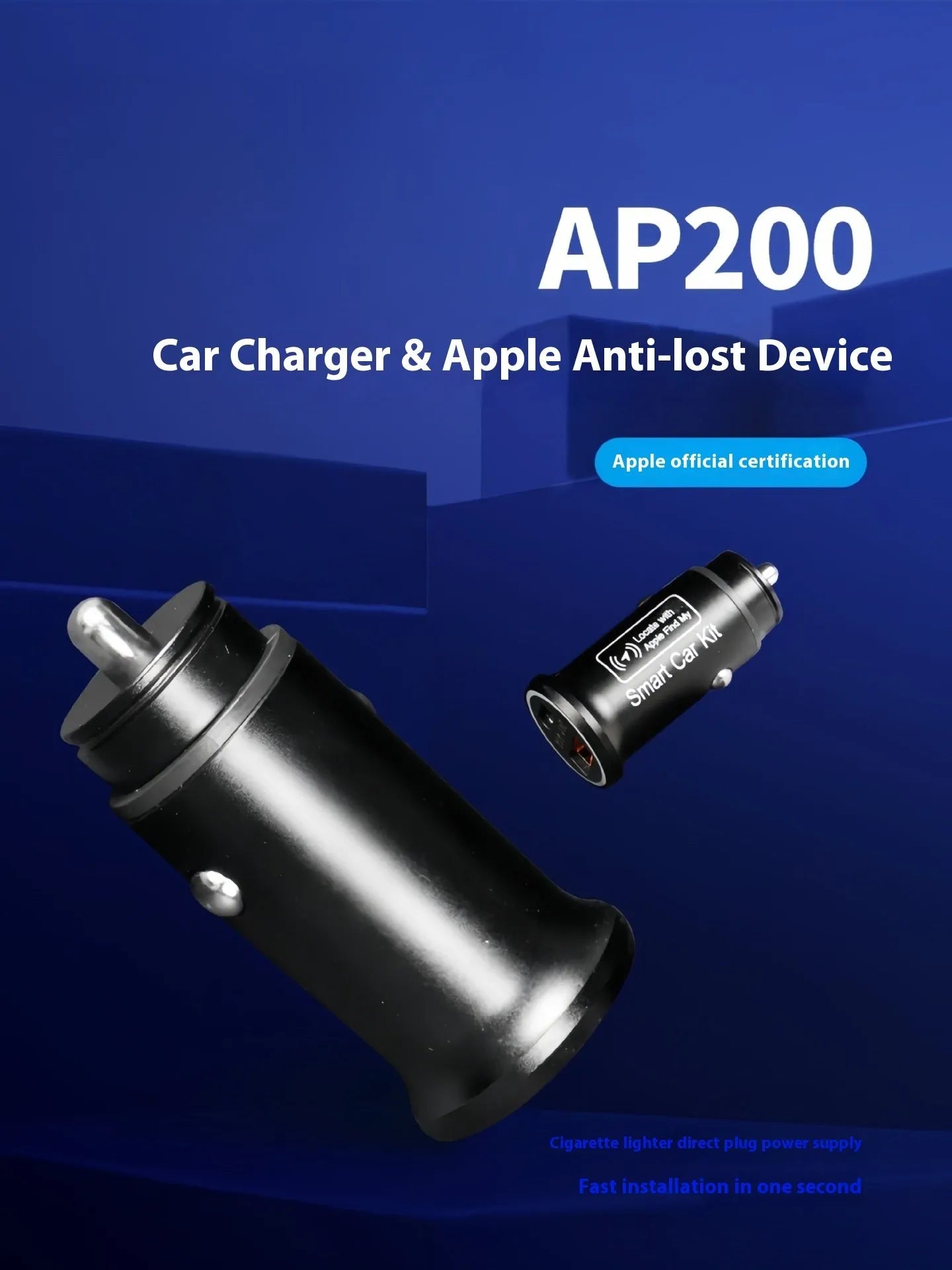 Black ABS plastic GPS car charger locator for 12V socket vehicle tracking.