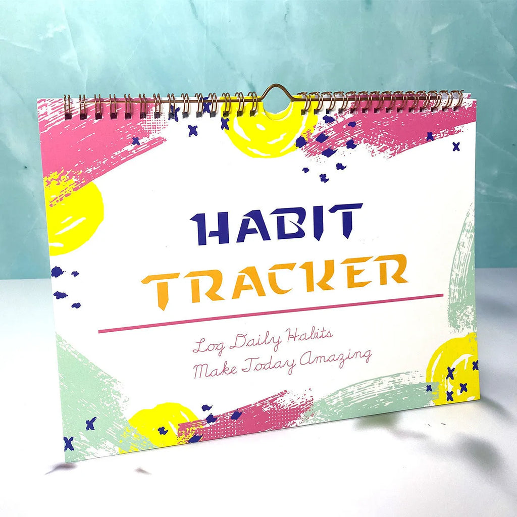 A4 habit tracking journal with 12 pages in four colour options for daily schedule planning