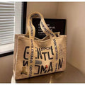 Women's canvas tote shoulder bag with large capacity and printed design options