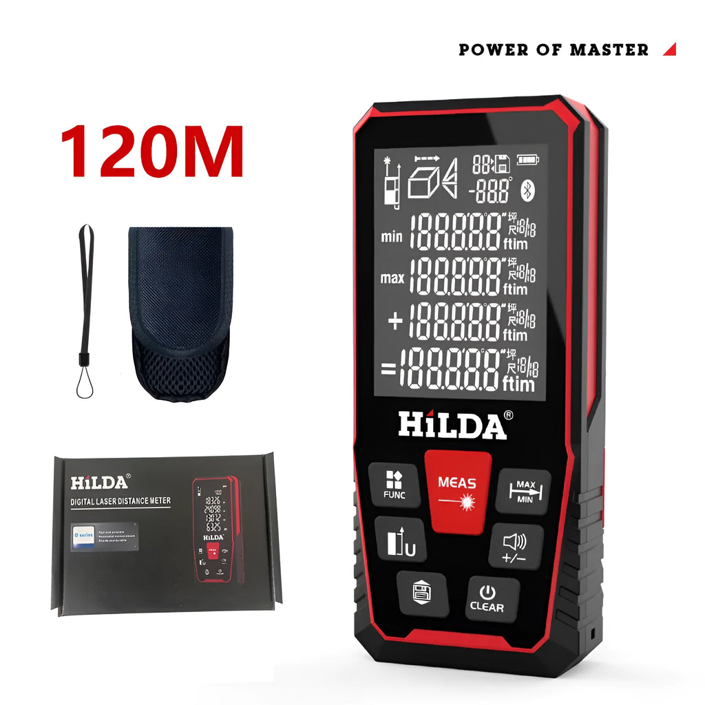Laser rangefinder for building measurement with 100m or 120m range and plastics construction