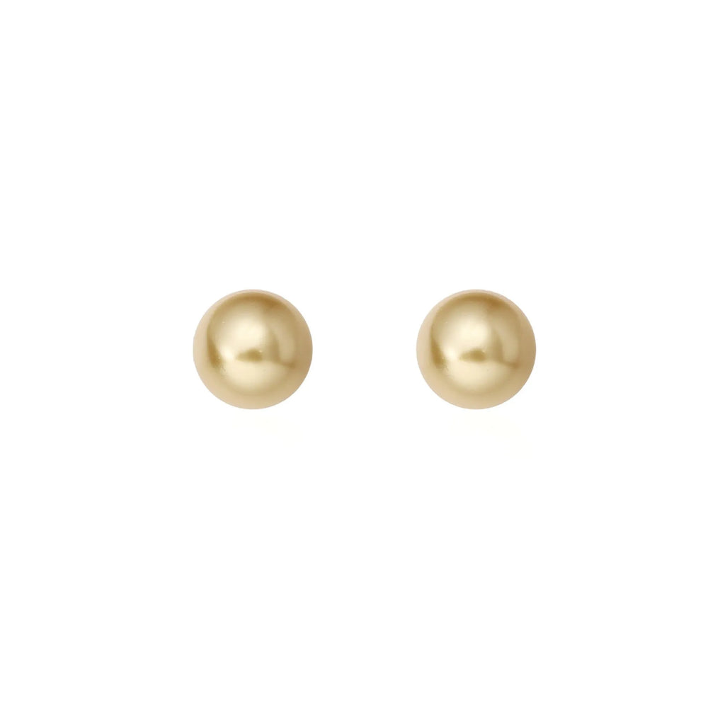 A pair of women's silver pearl stud earrings with geometric star accents on a grey background.