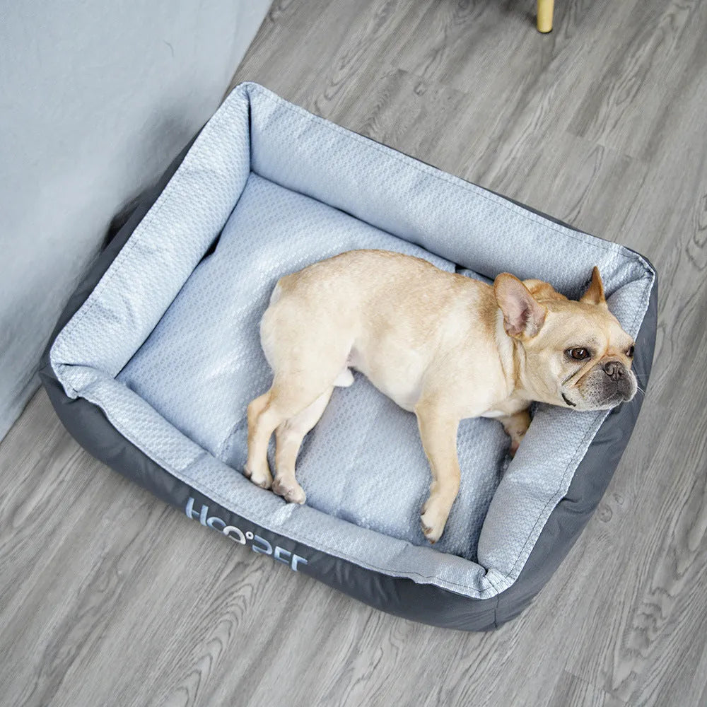 Soft pet bed with removable cover in three sizes for dogs and cats during summer
