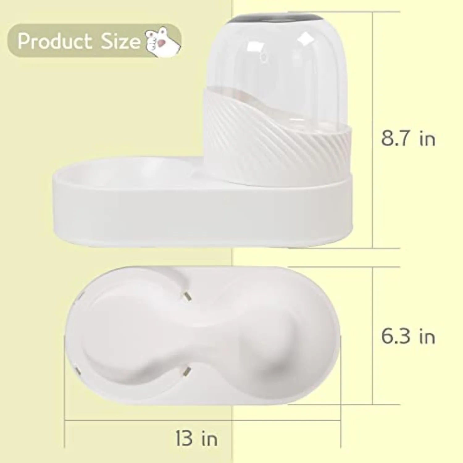 White gravity cat feeder and water dispenser set with wave-shaped design, 2L capacity each.