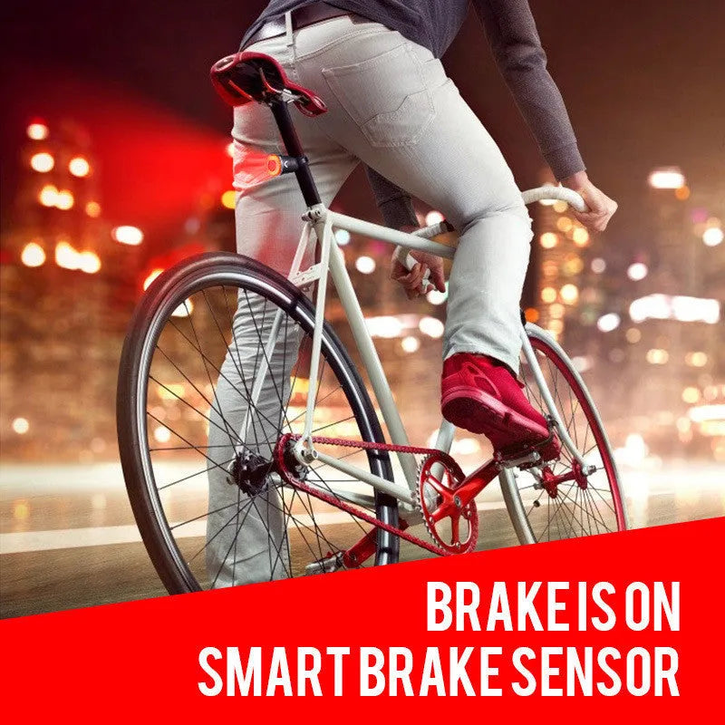 Black smart brake sensing USB charging bicycle taillight with aluminium alloy shell