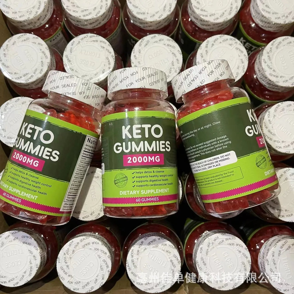 Bottle of organic keto BHB vinegar vitamin soft candy containing 60 tablets with pectin base