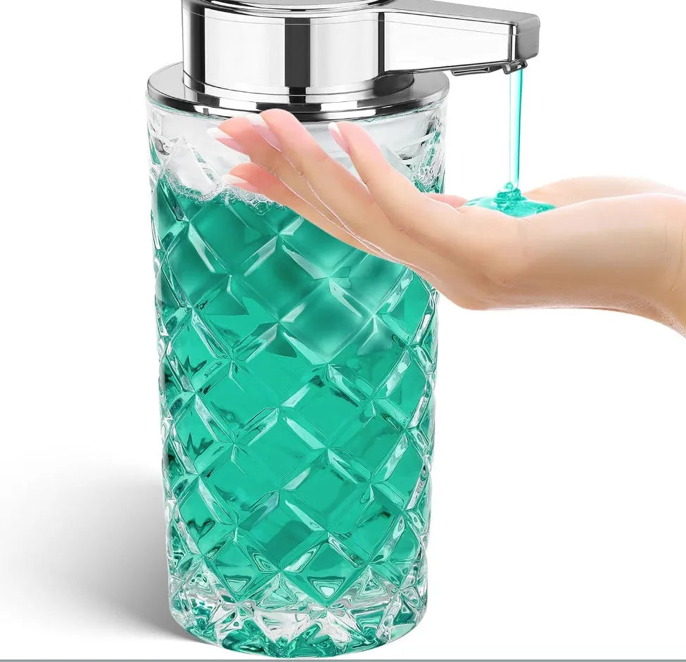 White automatic sensor soap dispenser with silver finish and Type-C charging port on a bathroom countertop.