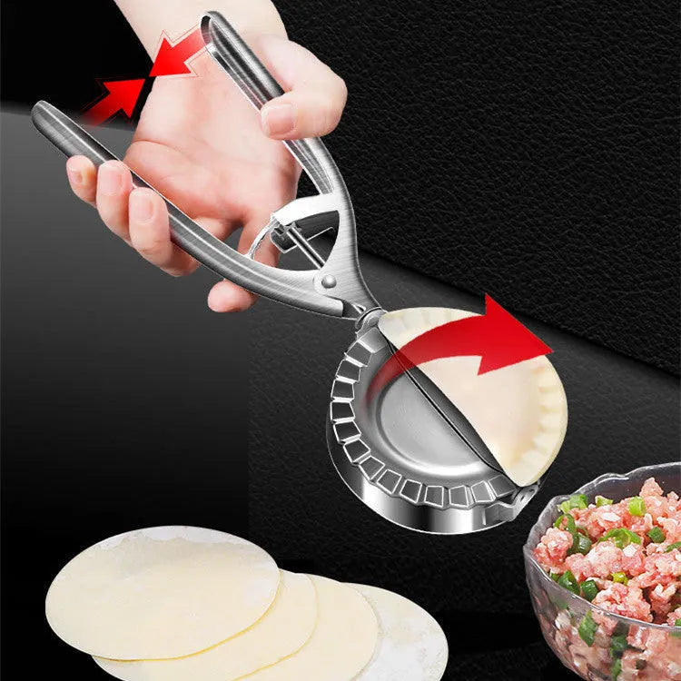 Silver stainless steel dumpling maker mould for creating sealed dumplings