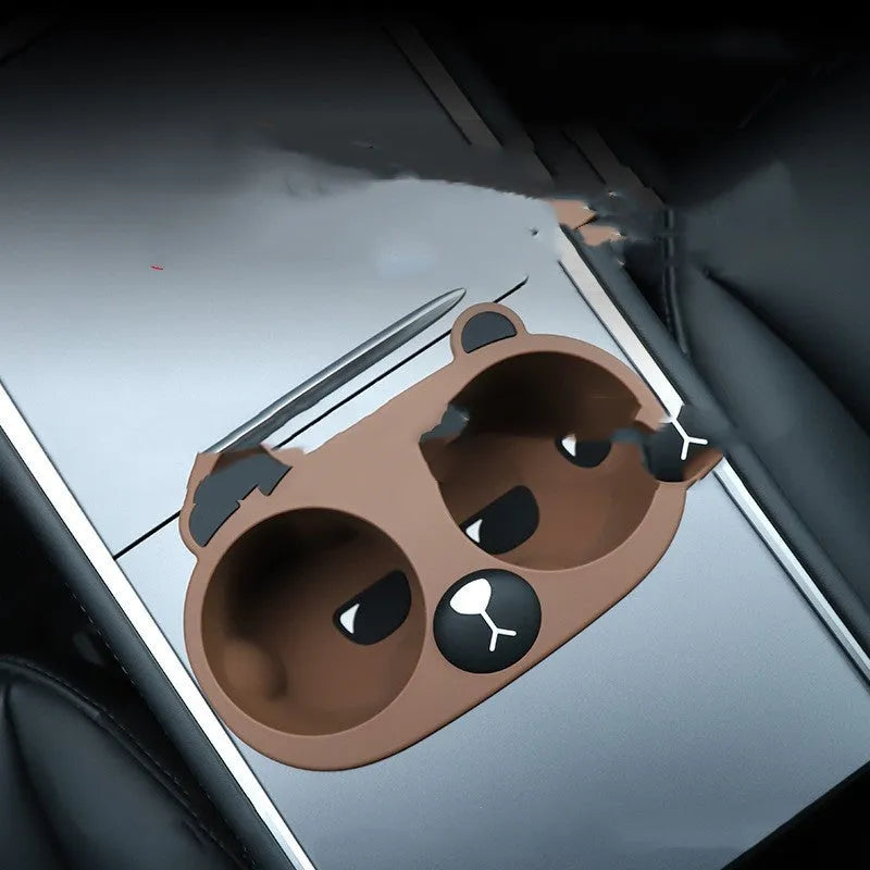 Flexible grey silicone car cup holder insert for reducing drink shaking