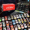 Red gift box containing 48 mixed alloy sliding warrior toy cars for children, each 4x5cm