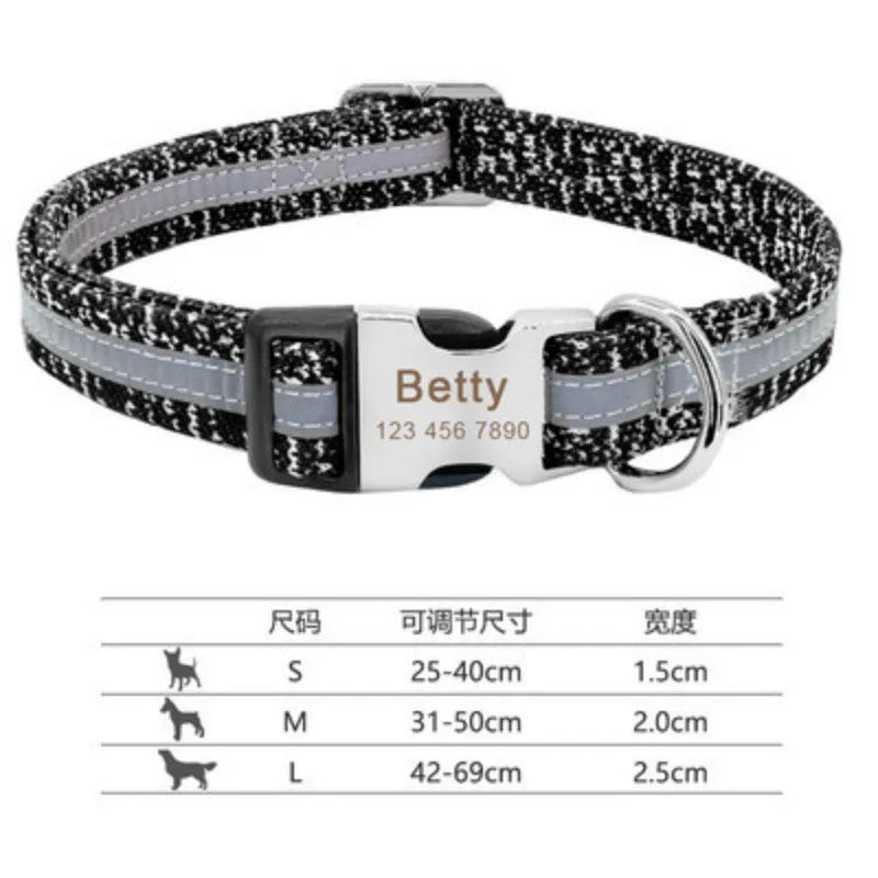 A woven nylon dog collar with a metal buckle, shown in black, green, and rose red colour options.