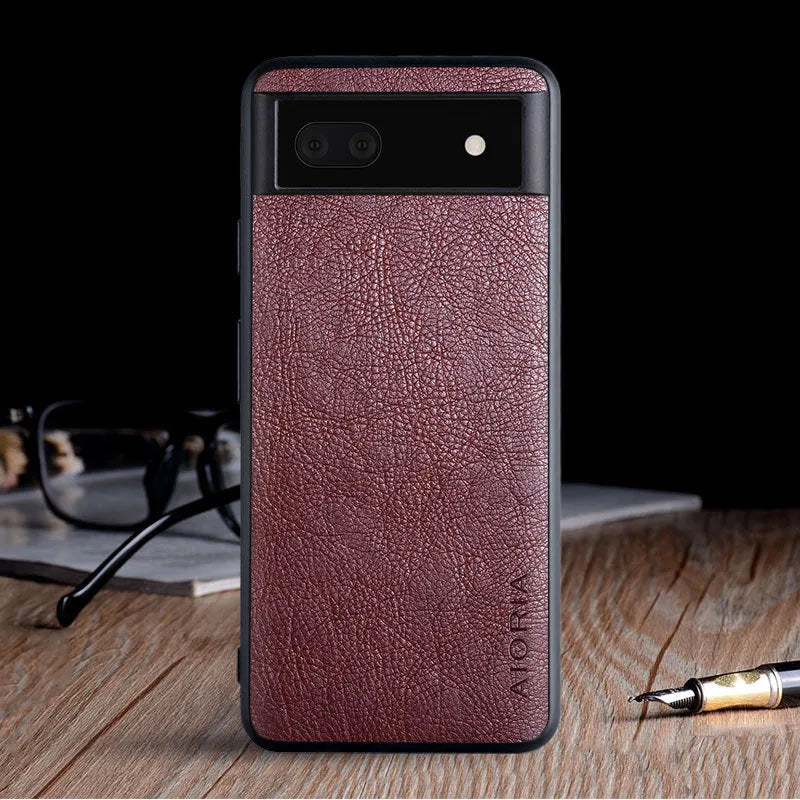 PU leather phone case for Google Pixel 6, 6A and 6 Pro in business classic lychee skin style