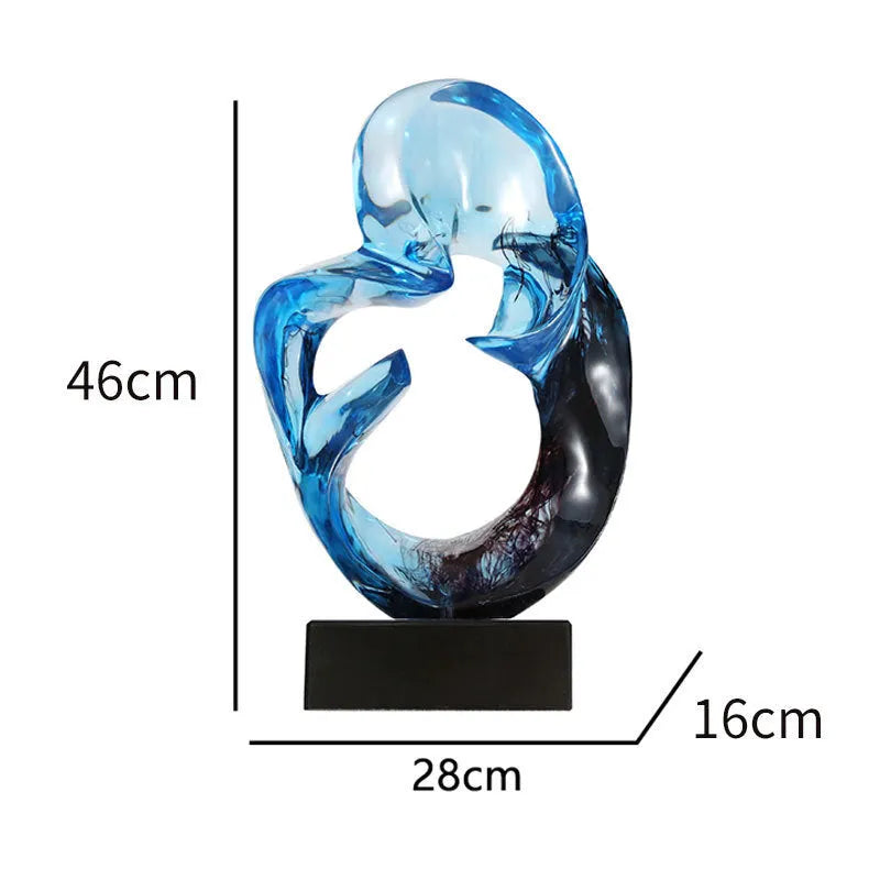 Transparent resin craft ornament in modern simplicity style, orange red or blue colour option
