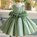 Girls' satin slim fit sleeveless party dress in Fruit Green colour for birthday events