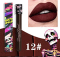 Halloween creative makeup lip gloss in test tube skull packaging with retro matte gold silver finish