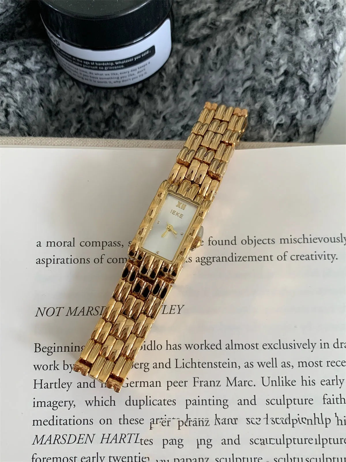 Women's stainless steel bracelet watch with 15mm dial and butterfly clasp in silver and gold colours