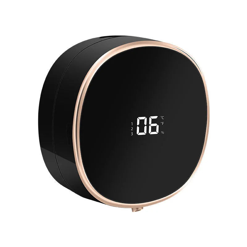 Automatic soap dispenser with infrared sensor showing black or white ABS+PC plastic housing
