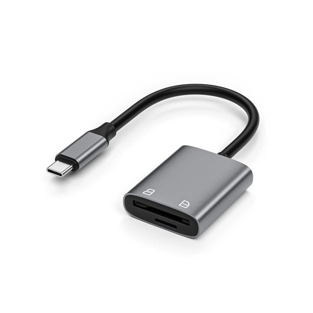 MSSD 2-in-1 high-speed card reader with aluminium alloy body reading SD card for phone