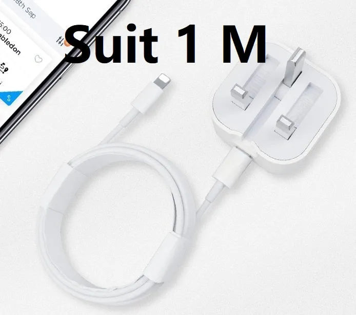 White 20W USB-C PD fast charger with UK plug and a coiled charging cable.