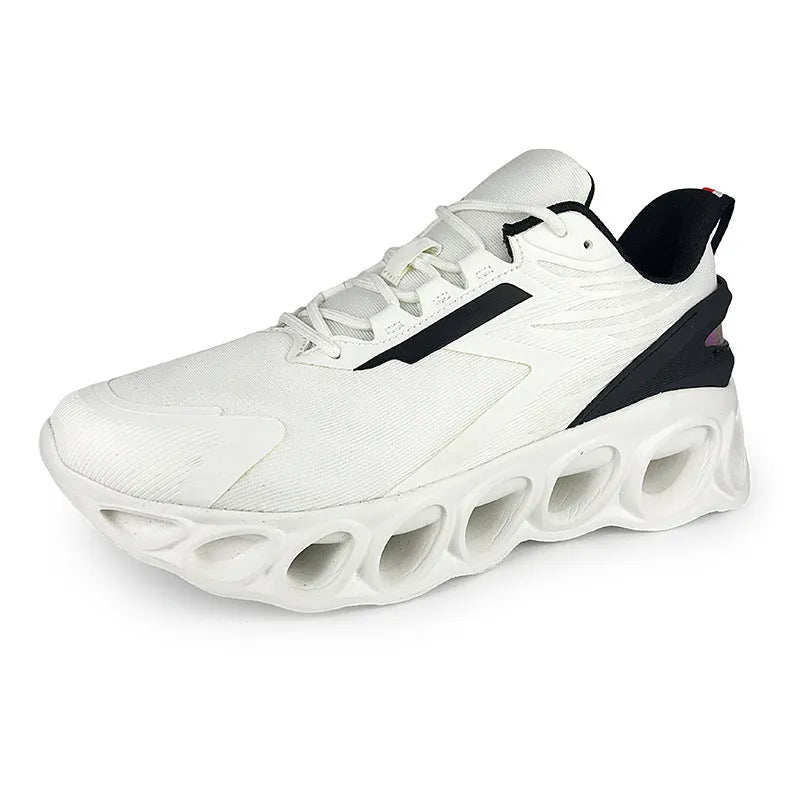 Men's black mesh casual trainers with EVA sole and lace-up design for sports and leisure