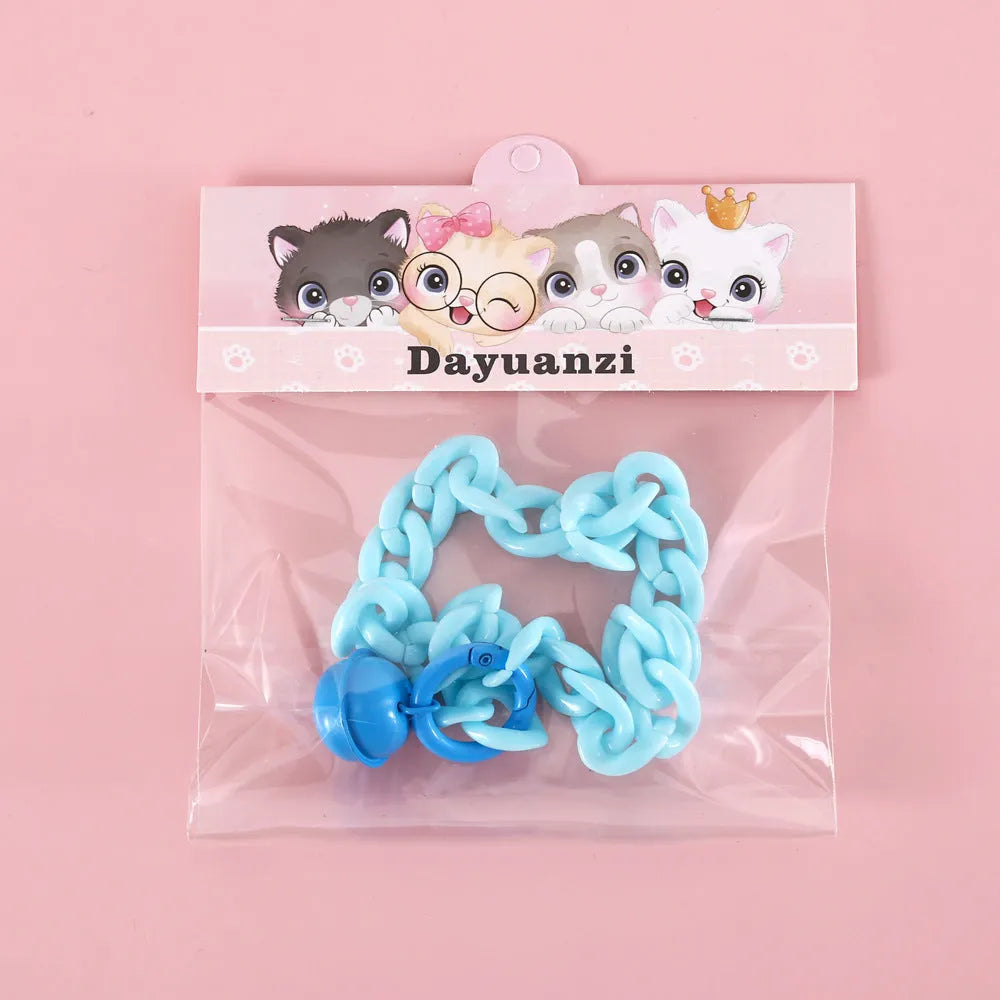 Adjustable plastic pet collar in macaron candy colours with chain link design for special occasions