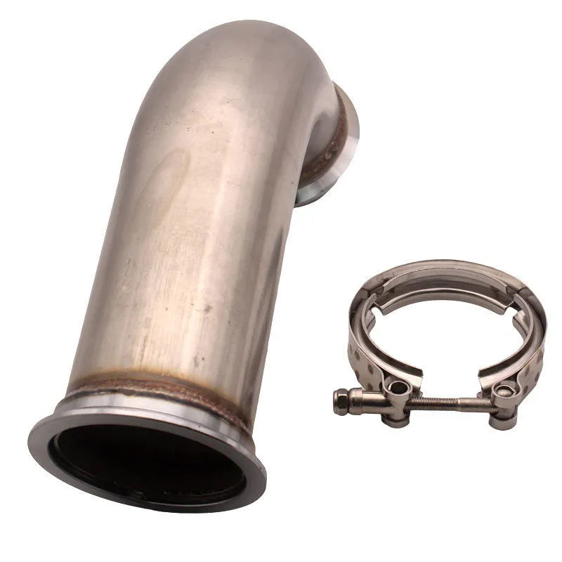Stainless steel downpipe with V-clamp design measuring 35cm in length