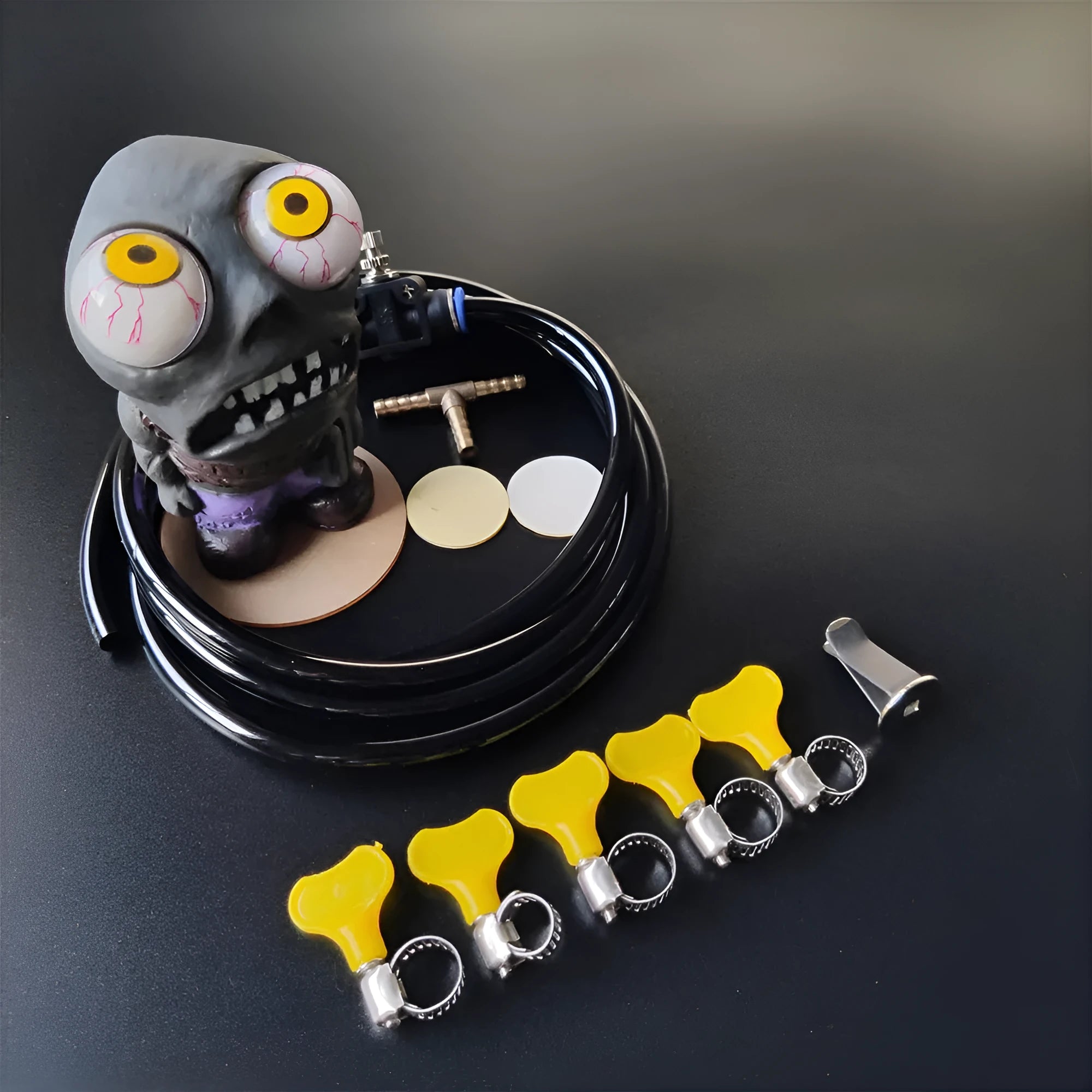 Turbo car blow off valve decompression ornament kit with doll and pressure valve components