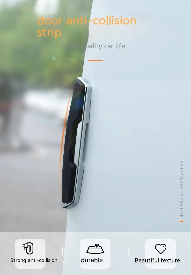 Four black silicone car door bumper strips for edge protection