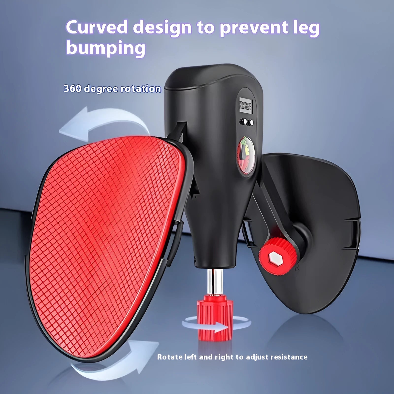Men's black and grey Kegel trainer for PC muscle exercise, shown with and without straps and handle.