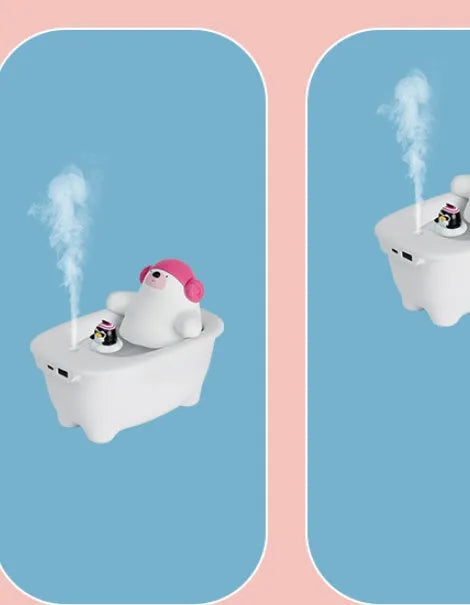 White USB air humidifier and aromatherapy scent diffuser with 550ml water tank on desk