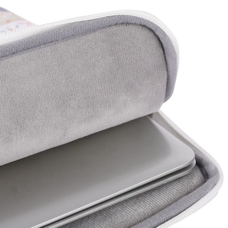 White 14 inch waterproof laptop inner bag with PU leather construction