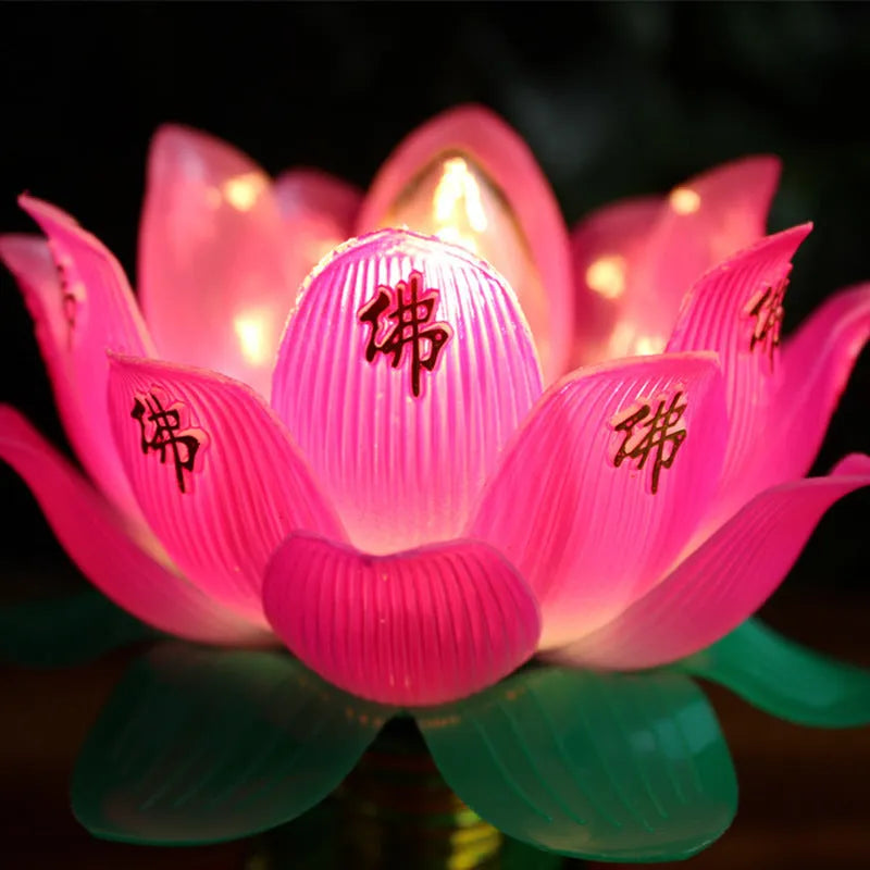Buddha light plug-in worshiping lamp with lotus colourful light design for altar decoration.