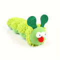 Green plush interactive cat toy pillow with electronic vibration and sound features for indoor play