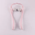 Blue swan-shaped six-wheel manual neck massager with rotating rollers and a separate natural jade scraping board on a white background.