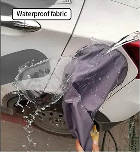Waterproof cover for new energy vehicle charging with drawstring closure in grey colour