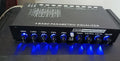 EQ5 Black car audio equaliser unit with front panel controls for six-channel output and seven-band frequency adjustment