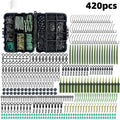 ANMUKA 420-piece space beam rotating fishing accessories set with swivels, pins, hooks, and storage box on a white background