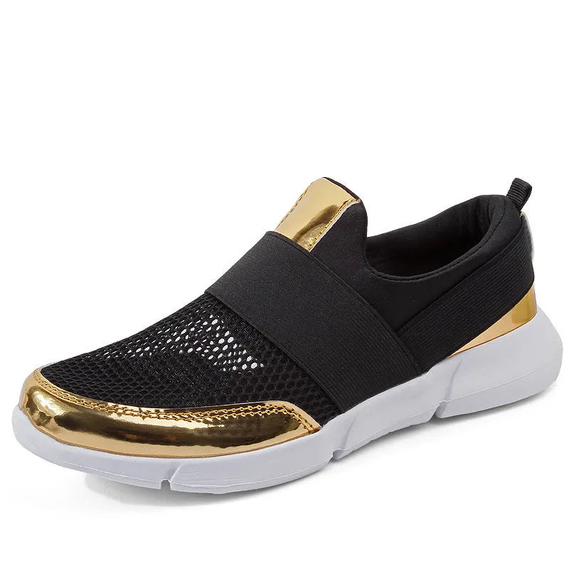 Women's low-top mesh sneakers in blue, black, or grey with casual design and PU midsole.