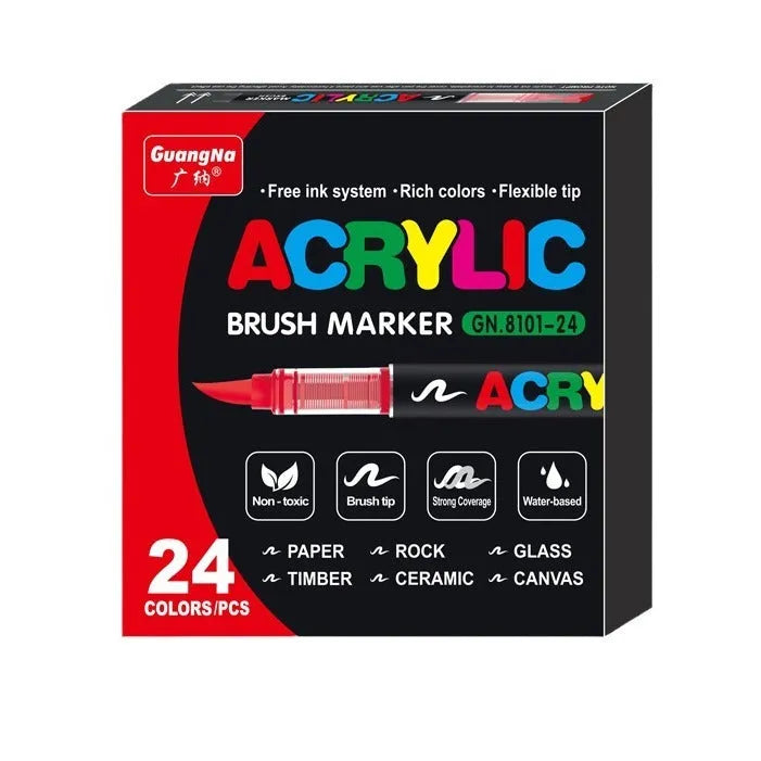 Straight liquid acrylic marker pens with soft heads in multiple colour pack options for painting