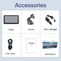 7-inch portable car GPS navigation device with touch screen on a dashboard mount