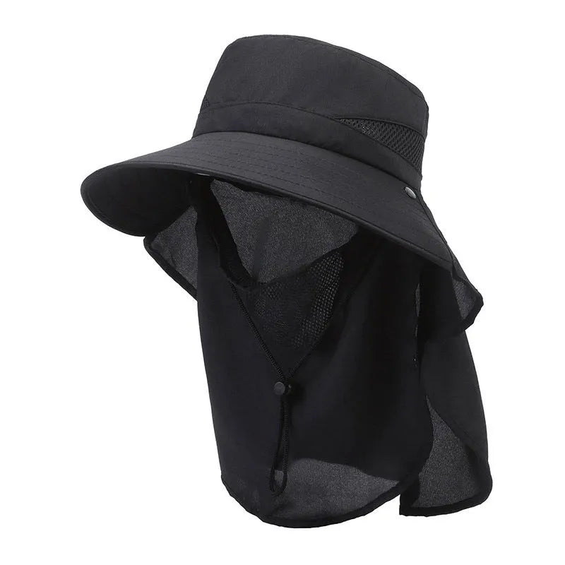 Men's adjustable fisherman bucket hat with wide brim in polyester fabric
