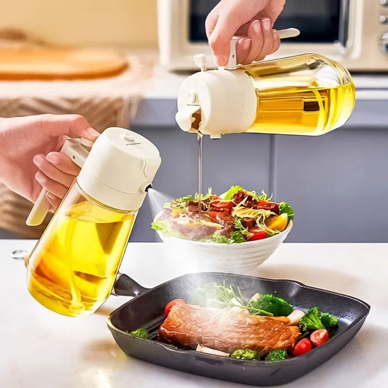 470ml glass olive oil sprayer dispenser with ergonomic handle in four colour options